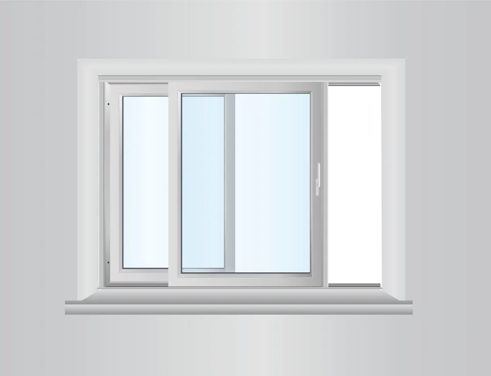Ventana corredera de PVC blanca de dos hojas
